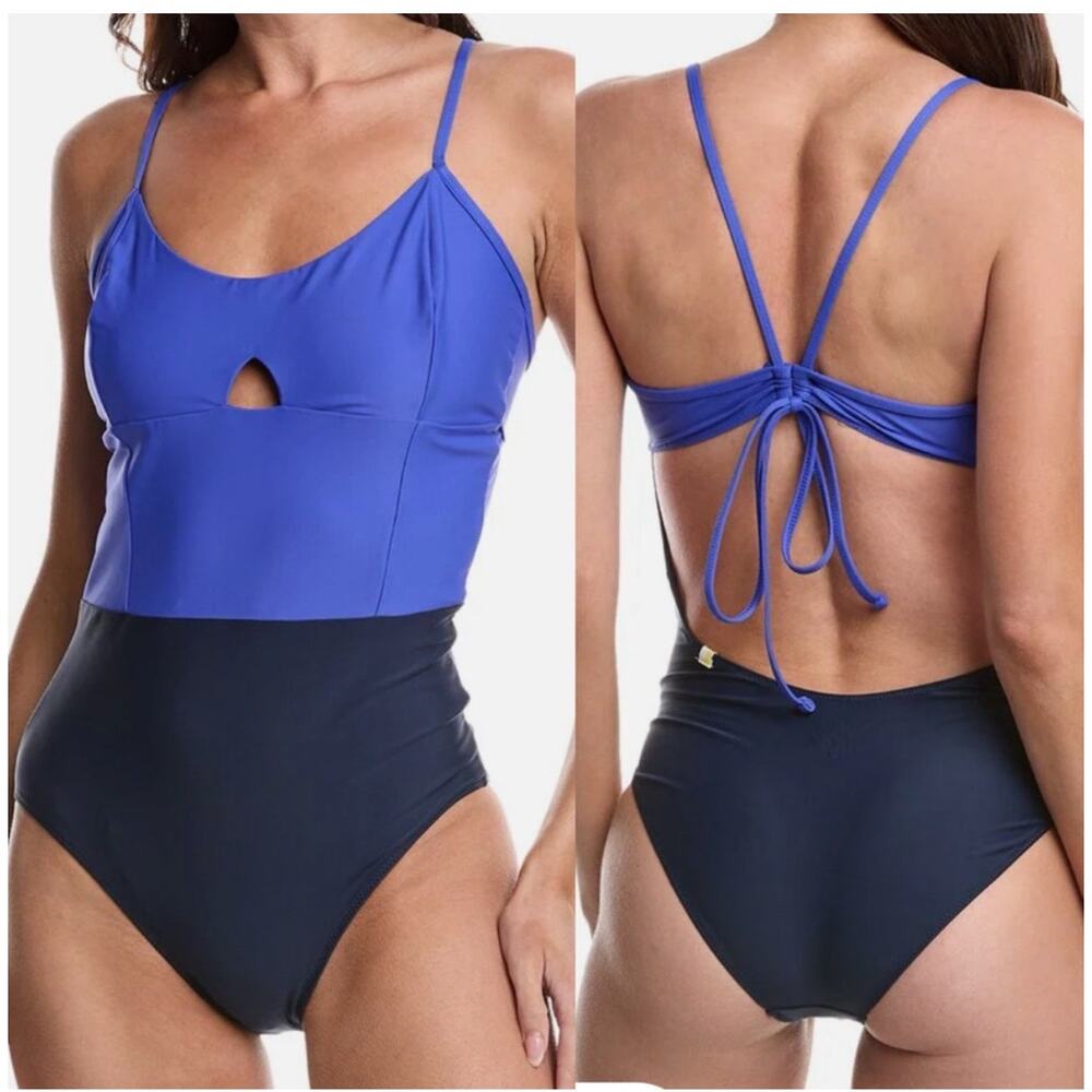 SummerSalt the Swan Dive one-piece swim suit, deep sea hydrangea blue, Size XL
